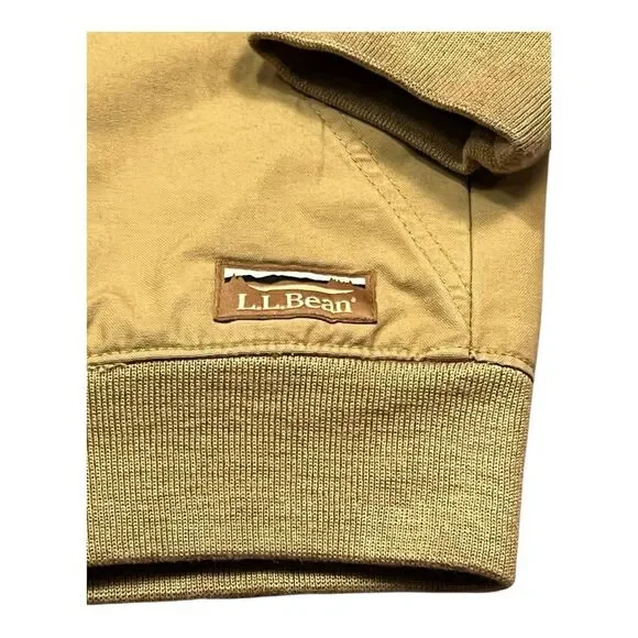 LL Bean Khaki Workwear Jacket with quilted lining Unisex Mens Small Wmns Medium